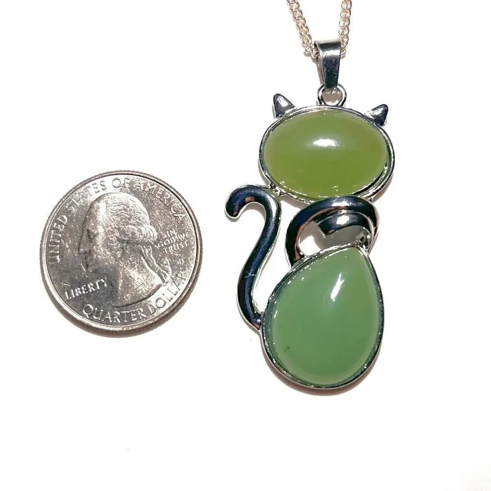 AYR “CAT” Aventurine Stone & 925 Silver Necklace